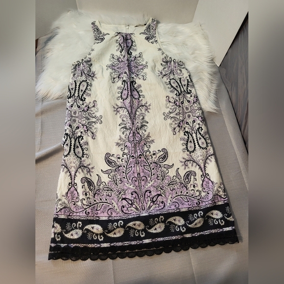 LOFT Elegant White and Lavender Midi Dress, Size 6 - Picture 8 of 8